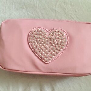 Stony Clover Lane Jumbo Heart Pouch w/ heart pearl patch  NWT